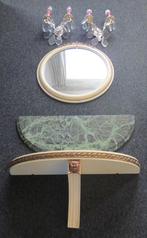 Combinatie Marmeren Tafeltje, Spiegel en Kristallen Wandlamp, Ophalen, Gebruikt, Glas