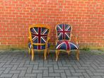 Lot de 2 Fauteuils style Louis XV, union Jack, customisé, Moins de 75 cm, Enlèvement, Utilisé, 50 à 75 cm
