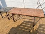 2 metalen buitentafels, Ophalen, Gebruikt, Rechthoekig, Metaal