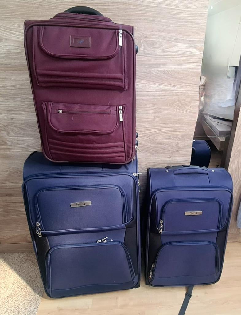 lot de 3 valises, Enlèvement, Utilisé, Autres matériaux, Roulettes