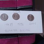 3 Pièces Monnaies Américaines  Quarter Dollar 1989 1993 2001, Enlèvement