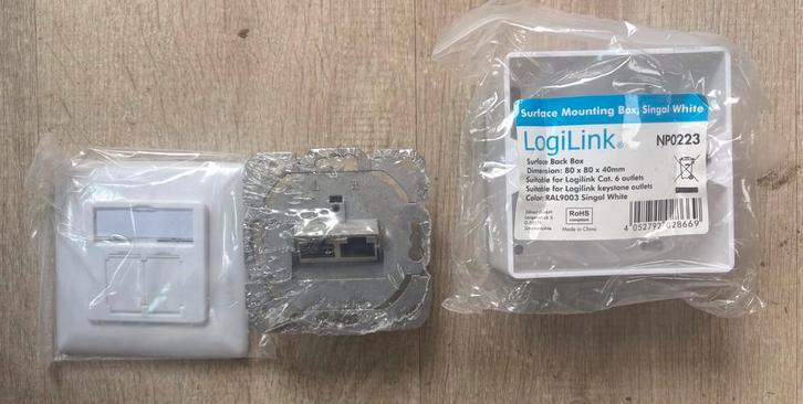 CAT 6 LAN-opbouwdoos – 2 poorts, Computers en Software, Pc- en Netwerkkabels, Nieuw, Ophalen of Verzenden