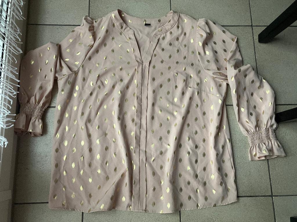 Gekleurde blouse met goudskleurige stippen Maat 2XL, Kleding | Dames, Grote Maten, Ophalen of Verzenden, Zo goed als nieuw