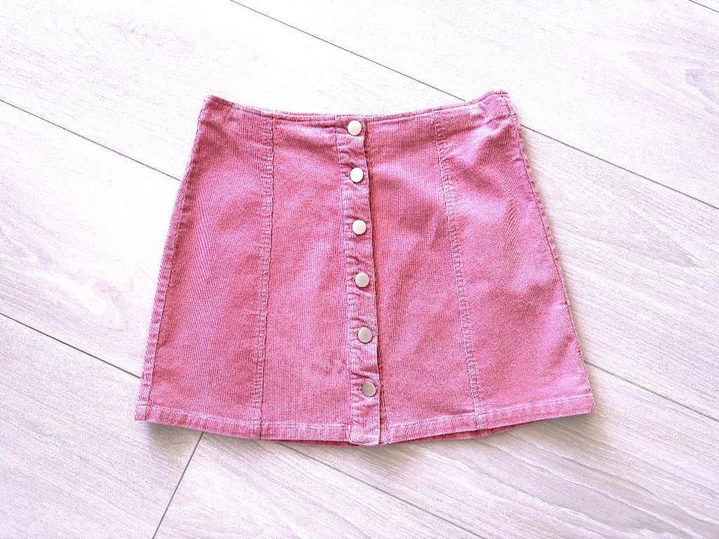 Pare‑Basic lichtroze ribfluwelen mini‑rok – maat 36, Kleding | Dames, Rokken, Zo goed als nieuw, Maat 36 (S), Roze, Boven de knie