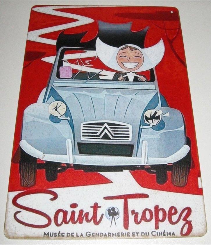 Citroën 2CV : Metalen Bord Citroën 2CV - Saint Tropez, Verzamelen, Automerken, Motoren en Formule 1, Nieuw, Auto's, Verzenden