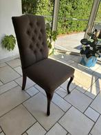 4x Eetkamerstoel - linnen bekleding donker eikenhouten poten, Ophalen, Hout, Bruin, Zo goed als nieuw