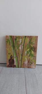 Houten wanddecoratie met boeddha en bamboo, Ophalen of Verzenden