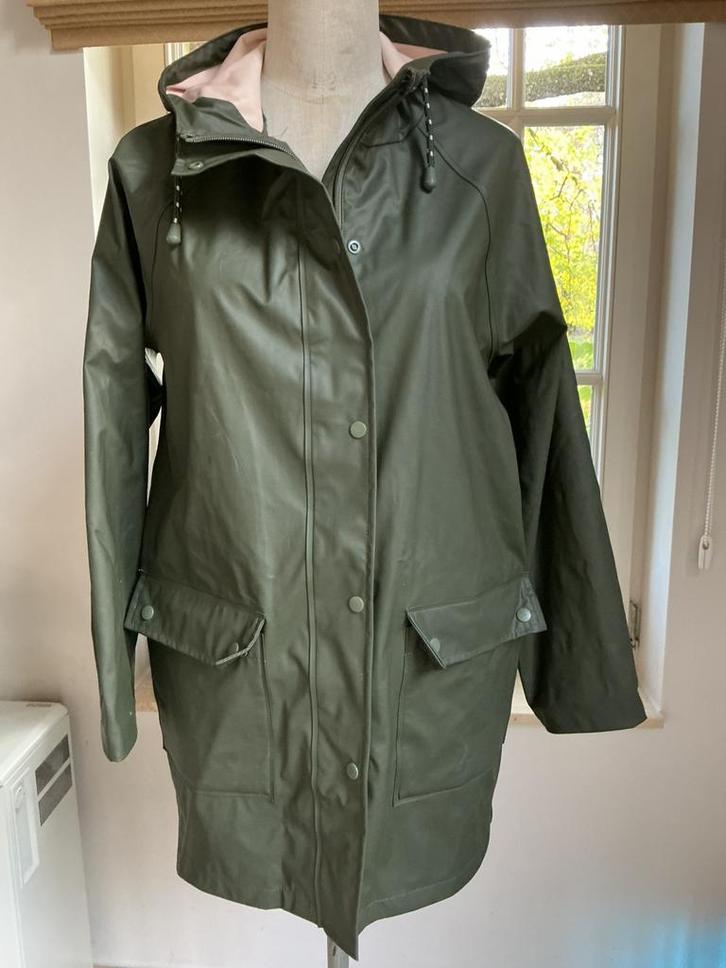 Waterafstotende regenjas dames met kap, maat M-L, Caravans en Kamperen, Regenkleding, Zo goed als nieuw, Regenjas, Dames, Ophalen of Verzenden