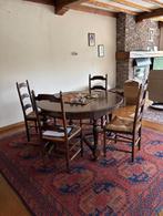 Uitschuifbare ronde tafel met stoelen, Huis en Inrichting, Ophalen, Rond, Zo goed als nieuw, Vijf personen of meer