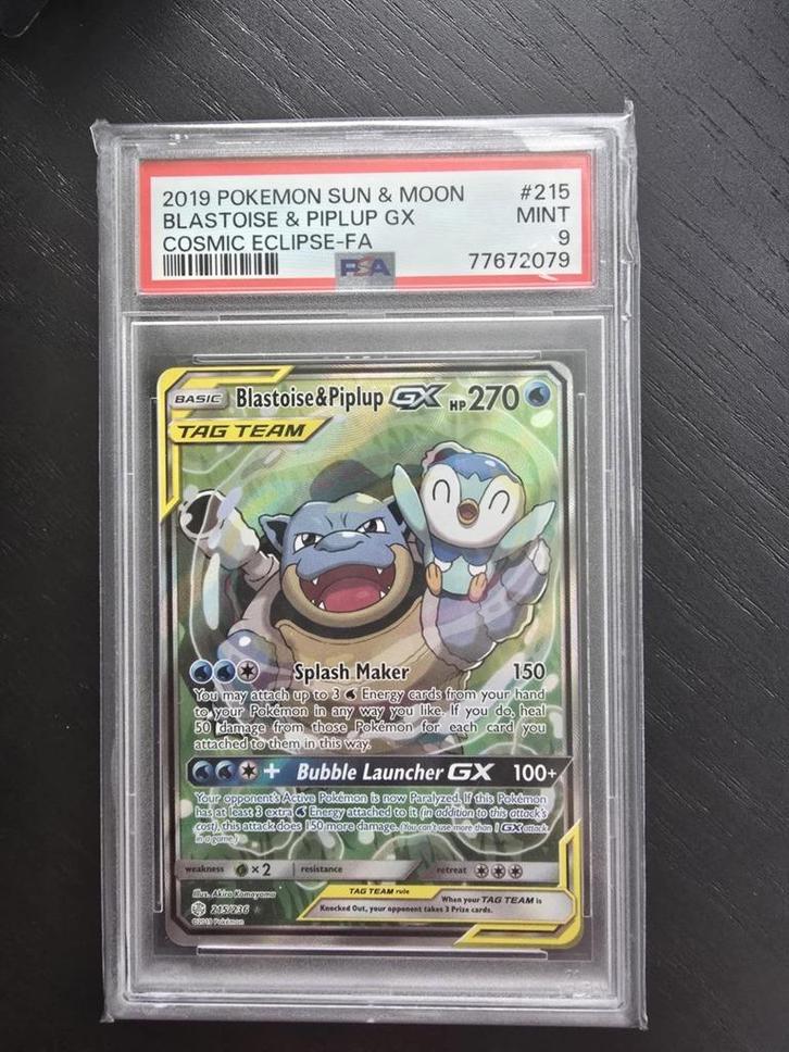 Blastoise & Piplup GX PSA 9 Alternate Full Art #215/236, Hobby & Loisirs créatifs, Jeux de cartes à collectionner | Pokémon, Neuf