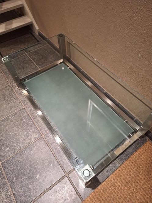 Glazen salontafel, Huis en Inrichting, Tafels | Salontafels, Gebruikt, Minder dan 50 cm, 50 tot 100 cm, 100 tot 150 cm, Rechthoekig