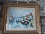 Tableau Bateaux au port * G. Bomans * 62 x 52 cm, Enlèvement