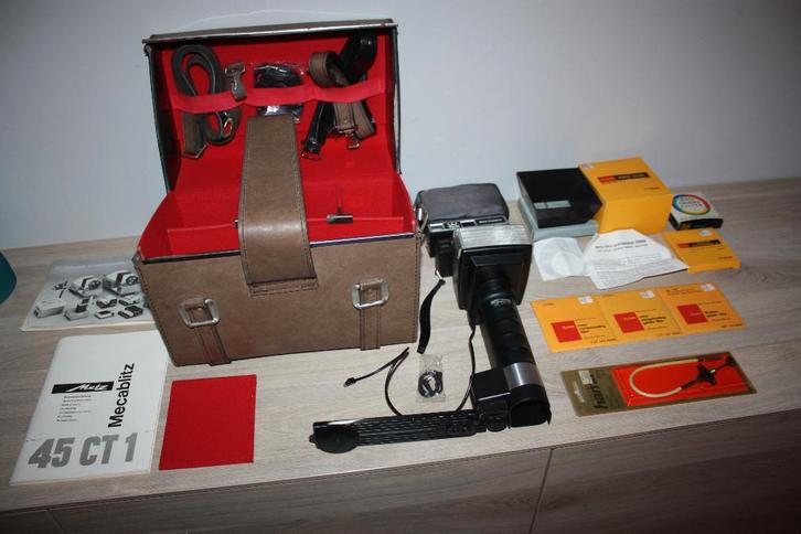 Oude leren foto koffer , Metz flits , filters , toebehoren, TV, Hi-fi & Vidéo, Photo | Sacs pour appareil, Utilisé, Sac à bandoulière