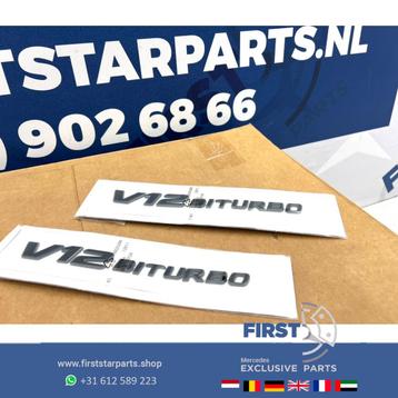 V12 BITURBO zijscherm EMBLEEM LOGO BADGE Mercedes BI TURBO 6 beschikbaar voor biedingen