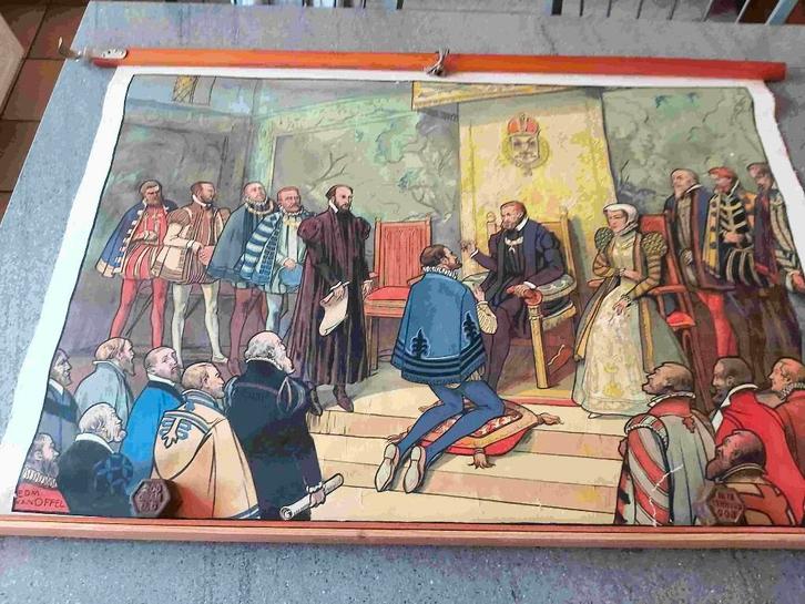 Keizer Karel Vlaanderen Middeleeuwen Graafschap Gent, Antiek en Kunst, Antiek | Schoolplaten, Geschiedenis, Verzenden