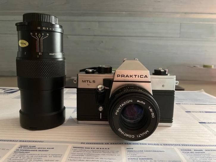 Spiegelreflexcamera Practica MTL5 met toebehoren, Collections, Appareils photo & Matériel cinématographique, Appareils photo, 1980 à nos jours