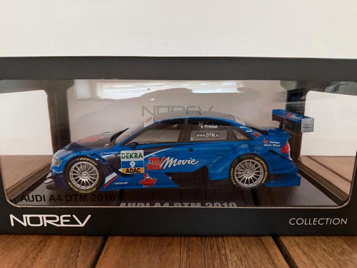 Norev Audi A4 DTM 2010  TV Movie #9 Premat, Hobby en Vrije tijd, Modelauto's | 1:18, Zo goed als nieuw, Auto, Norev, Ophalen of Verzenden