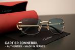 Luxe Cartier zonnebril – Goud & Blauwe Glazen, Ophalen, Nieuw