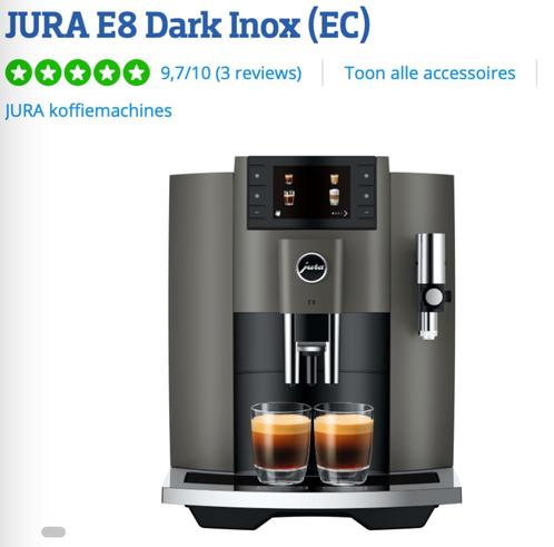 Jura E8 (EC) Dark Inox Volautomatische espressomachine, Elektronische apparatuur, Koffiezetapparaten, Nieuw, Gemalen koffie, Koffiebonen