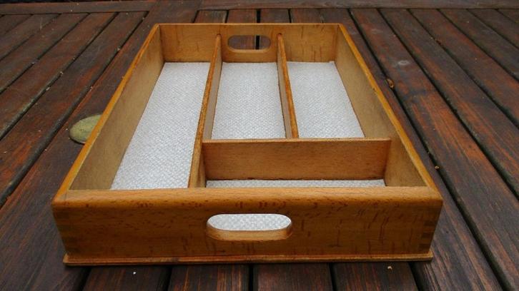 Vintage houten bestekbak, Verzamelen, Retro, Overige typen, Ophalen