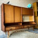 Retro vintage mid-century dressoir,high-board,wandkast, Met deur(en), 200 cm of meer, Gebruikt, Ophalen of Verzenden