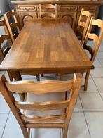 Volle eiken eettafel met 6 bijhorende stoelen, Huis en Inrichting, Ophalen, Gebruikt