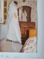 Robe mariée vintage T 38, L 135-160cm, traine voile 240 cm, Enlèvement ou Envoi, Comme neuf, Blanc, Robe de mariée