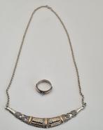18k Goud en 925 zilveren ketting en ring, Verzenden, Zilver