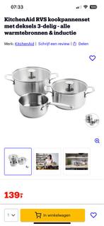 Kitchenaid 3-delige pannenset (ook inductie) Nog in de doos, Huis en Inrichting, Keuken | Potten en Pannen, Nieuw, Ophalen of Verzenden