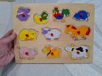 puzzle en bois incrusté d'animaux de la ferme, Enfants & Bébés, Enlèvement ou Envoi, Comme neuf, 6 mois à 2 ans, 10 à 50 pièces