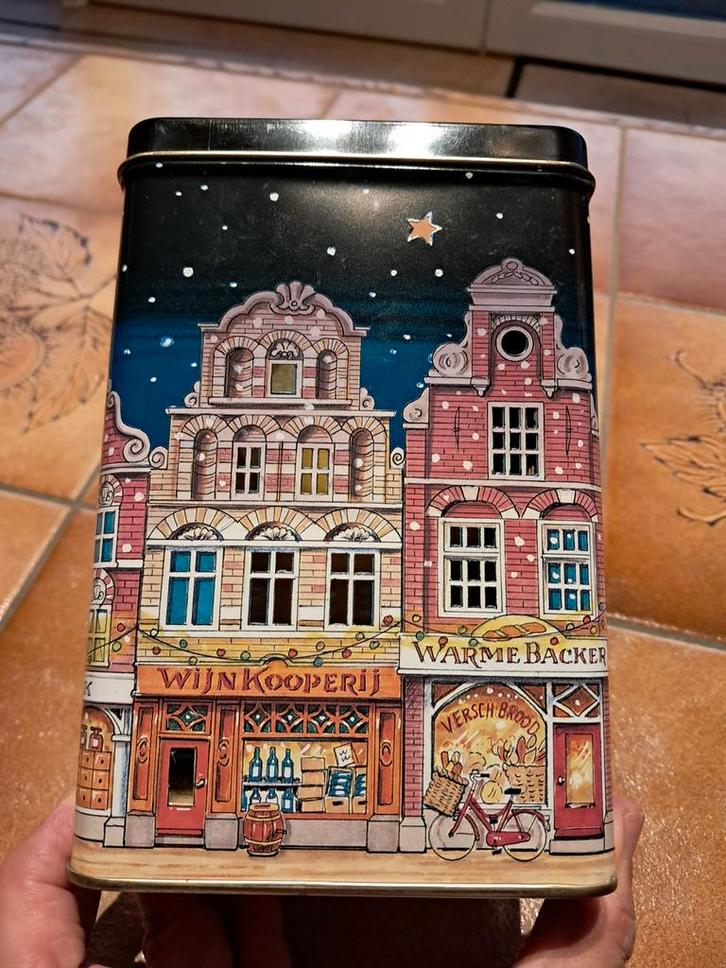 Metalen kaarshouderdoos, Verzamelen, Blikken, Gebruikt, Overige, Ophalen of Verzenden