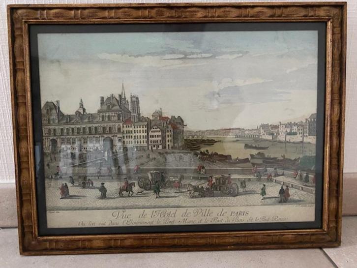 opticaprent vue optique 18de eeuw - Paris Hotel de ville, Antiek en Kunst, Kunst | Overige Kunst, Ophalen of Verzenden