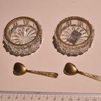 2 pots italiens en cristallin avec cuillères dorées, Antiquités & Art, Enlèvement ou Envoi