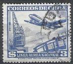 Chili 1950/1953 - Yvert 133PA - Vliegtuig en Havenkraan (ST), Verzenden, Gestempeld