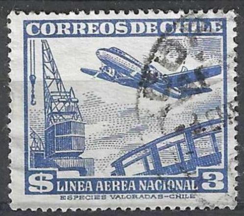 Chili 1950/1953 - Yvert 133PA - Vliegtuig en Havenkraan (ST), Postzegels en Munten, Postzegels | Amerika, Gestempeld, Verzenden