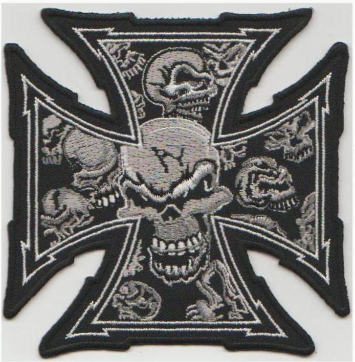 Iron Cross Skull stoffen opstrijk patch embleem #11, Motoren, Accessoires | Overige, Nieuw, Verzenden