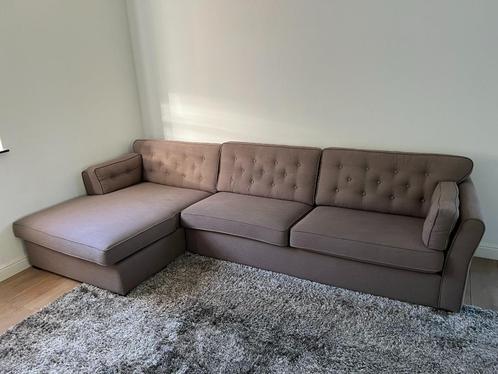 Zithoek / zetel Andrew 3-zit met longchair, Huis en Inrichting, Zetels | Complete zithoeken, Zo goed als nieuw, Hout, Stof, Ophalen