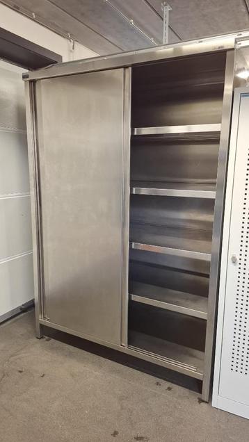 Inox kast 202cm hoog met schuifdeuren beschikbaar voor biedingen