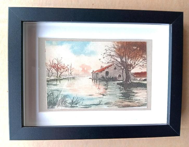 HUIS AAN HET WATER VAN ROND 1910, Antiek en Kunst, Kunst | Schilderijen | Klassiek, Ophalen