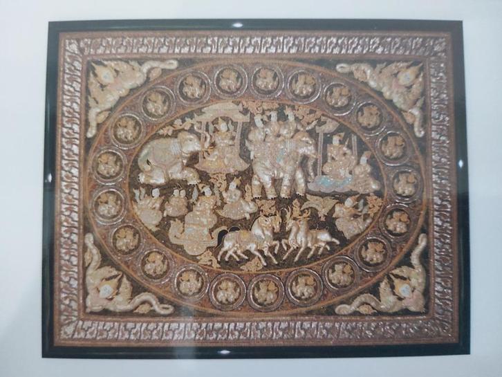 Prachtig wandtapijt uit Birma/Thailand, Antiek en Kunst, Antiek | Tapijten, Tafelkleden en Textiel, Ophalen