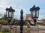 Klassieke metalen lantaarnpaal met dubbele lamp, Tuin en Terras, Buitenverlichting, Ophalen, Gebruikt, IJzer