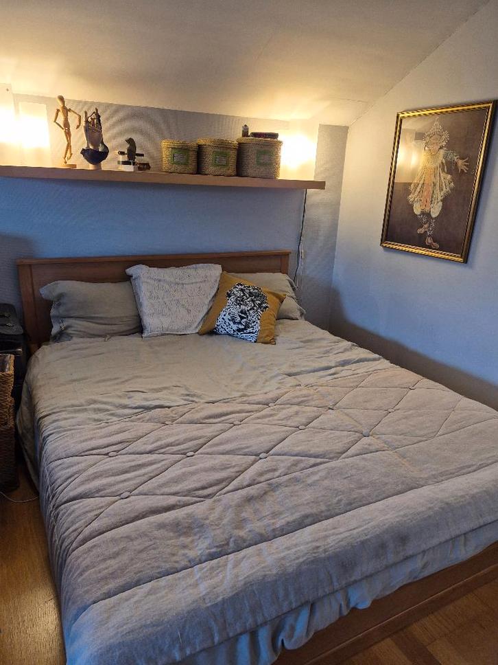 Bedkader,2 lattenbodems comfortzones (Megaflex), 1m60x200, Huis en Inrichting, Slaapkamer | Bedden, Gebruikt, Tweepersoons, 160 cm