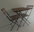 Ikea-tafel + 2 houten en metalen stoelen, ideaal voor op het, Stapelbaar, Zo goed als nieuw, Hout, Ophalen