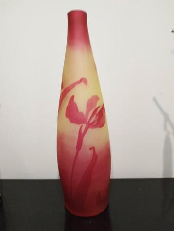 Magnifique vase Val Saint Lambert urane et rouge 