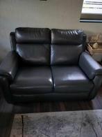 Lederen zetel ( echt leder donker grijs )  150 €, Ophalen, Tweepersoons, Zo goed als nieuw, Rechte bank