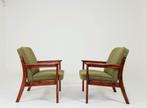 Paar vintage fauteuils groen krullend modern design uit 1970