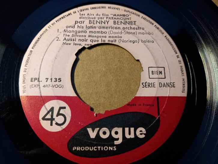Benny Bennet et son orchestre‎ — Les Airs Du Film Mambo -EP, CD & DVD, Vinyles Singles, Utilisé, EP, Latino et Salsa, 7 pouces
