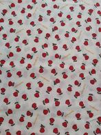 Katoenen stof - Creme kleurig met rode bloemen, Enlèvement ou Envoi