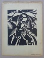 JAN MULDER / MONDHARMONIKASPELER / ZW-W HOUTSNEDE / 32x24cm, Enlèvement ou Envoi