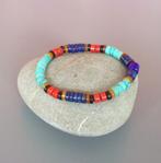 Indiaanse armband voor dames of heren in lapisringen, koraal, Handtassen en Accessoires, Armbanden, Met edelsteen, Blauw, Nieuw